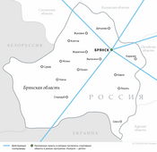 Схема магистральных газопроводов в Брянской области